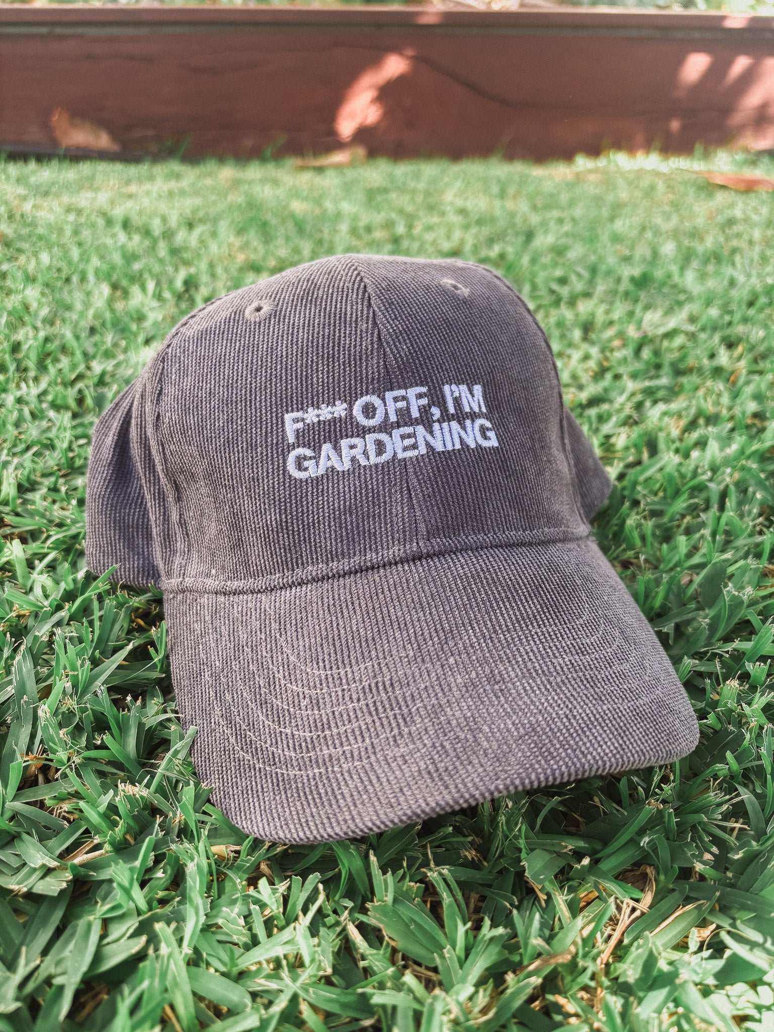 Corduroy Grey F*** Off I'm Gardening Cap